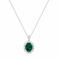 Nysera Emerald Halo Pendant Necklace