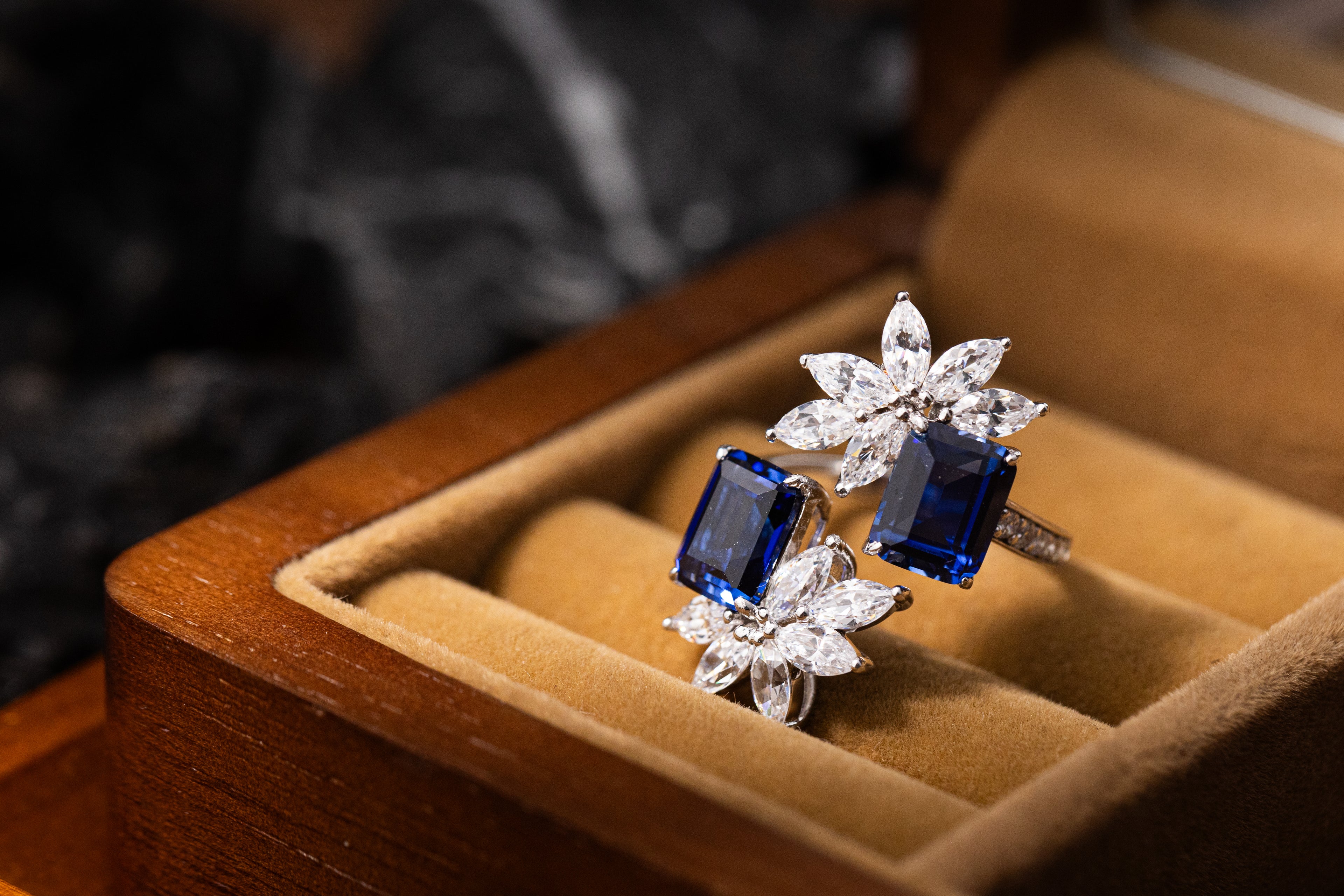 Nysera Royal Blue Sapphire Octagon Ring