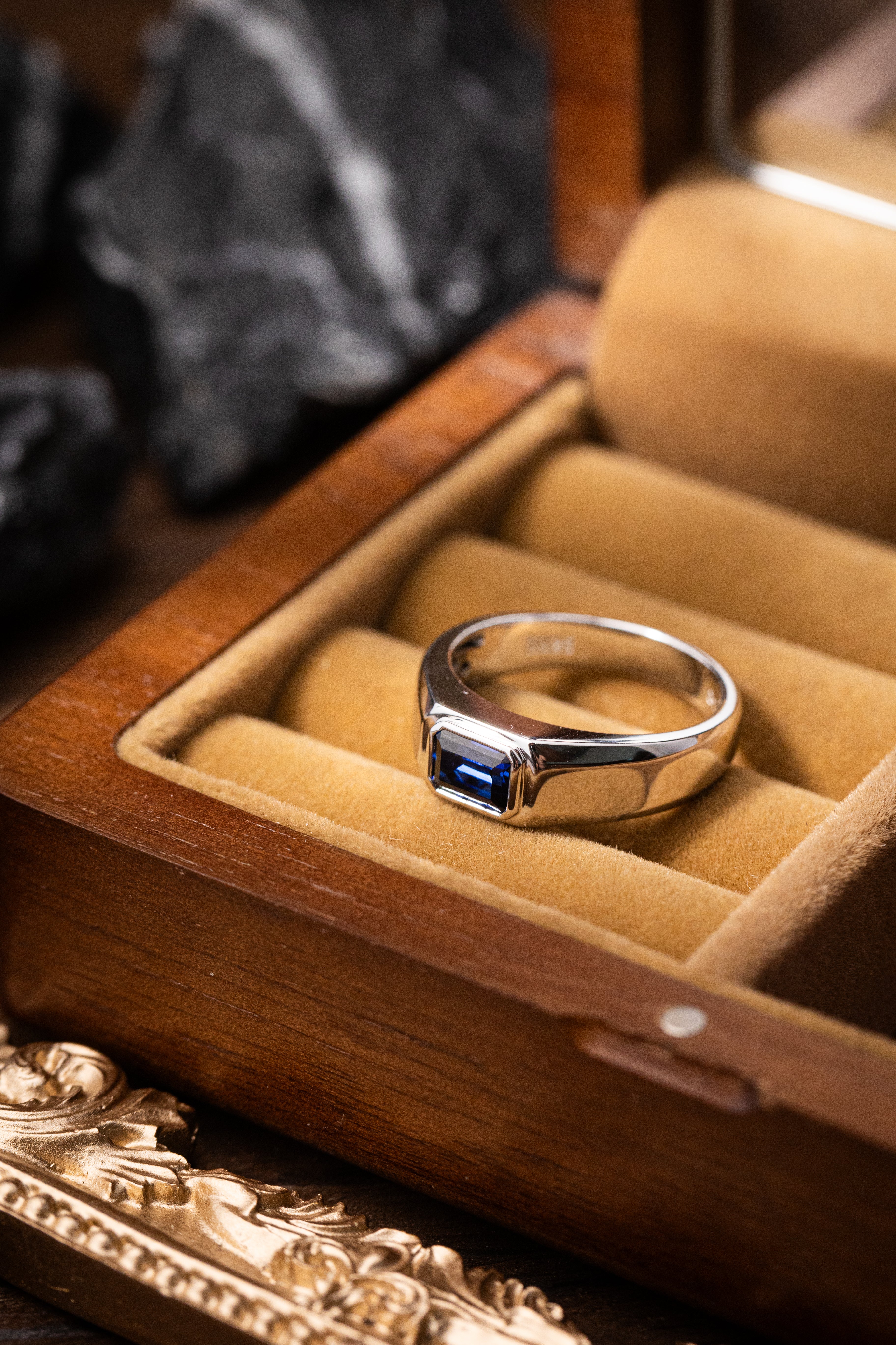 Nysera Royal Blue Sapphire Octagon Ring