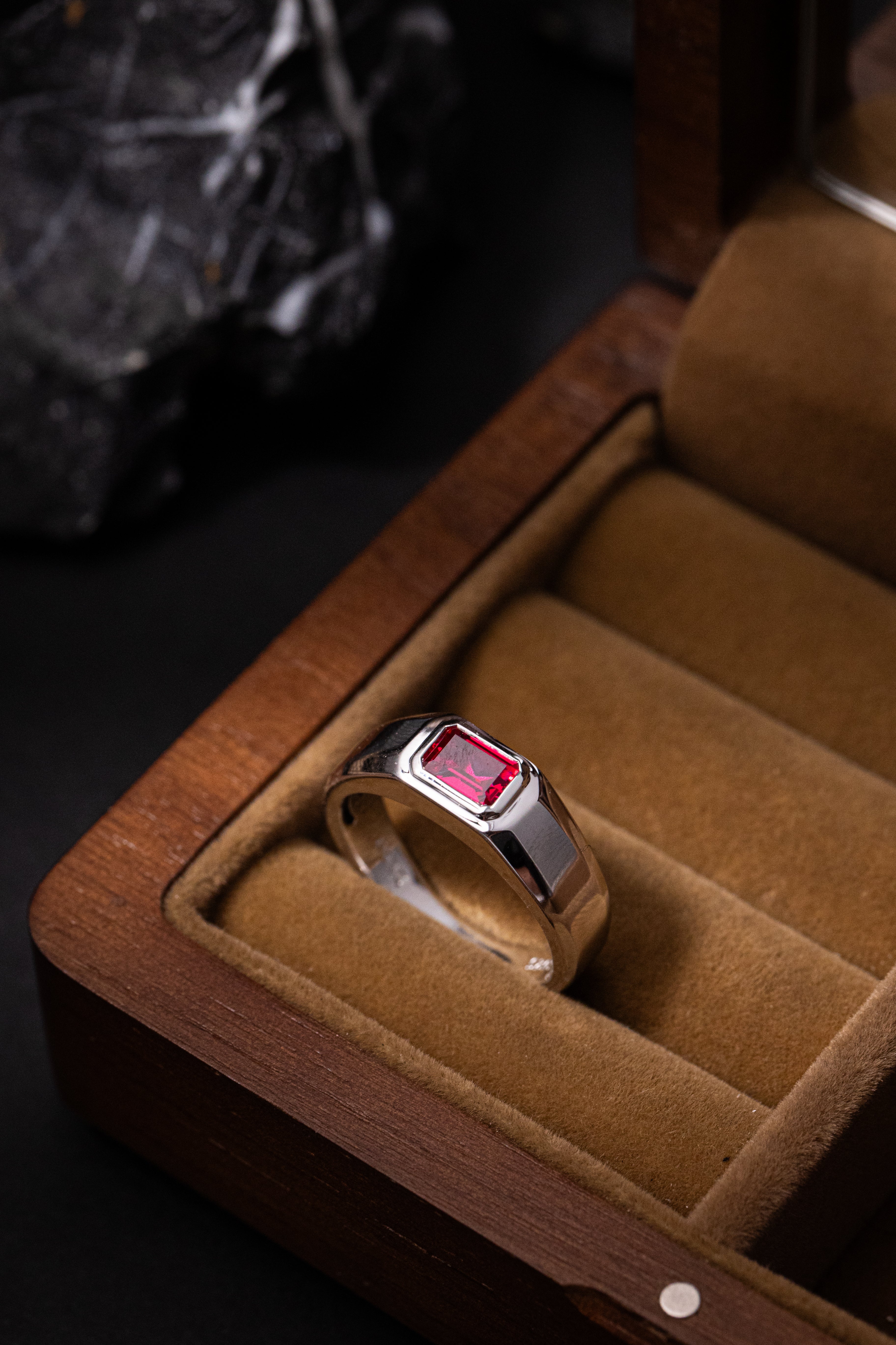 Nysera Pigeon Ruby Octagon Ring