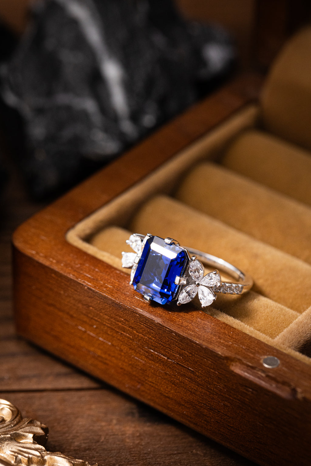 Nysera Royal Blue Sapphire Octagon Ring